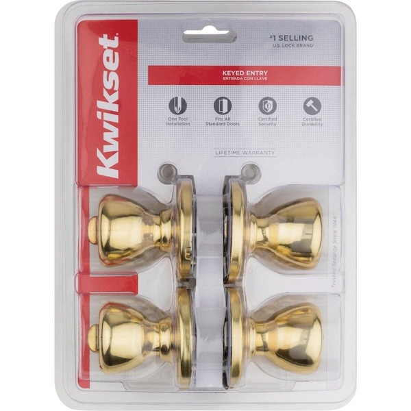Polished Brass Deadbolt and Door Knob Combo